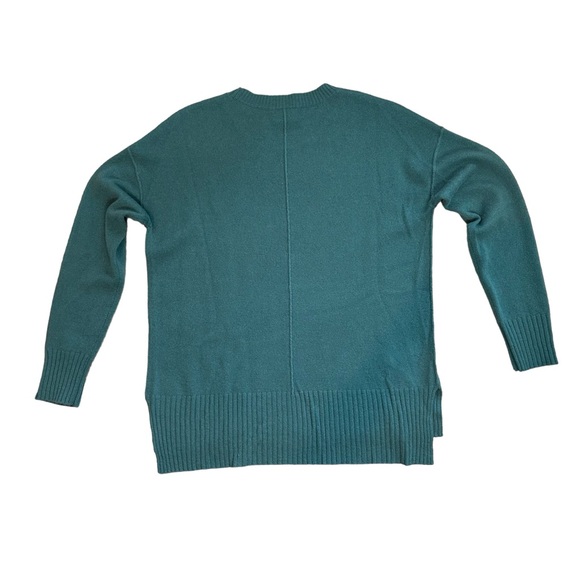 NWT C by Bloomingdales High/Low 100% Cashmere Crewneck Sweater Green S - Picture 9 of 10